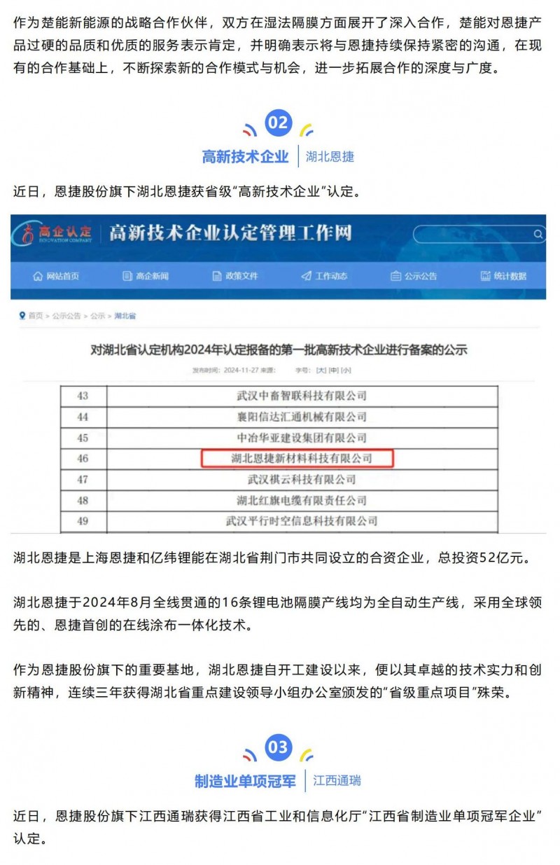 【會員動態(tài)】卓越伙伴、高新認定、單項冠軍、四星上云！恩捷股份旗下基地又一撥捷報_01