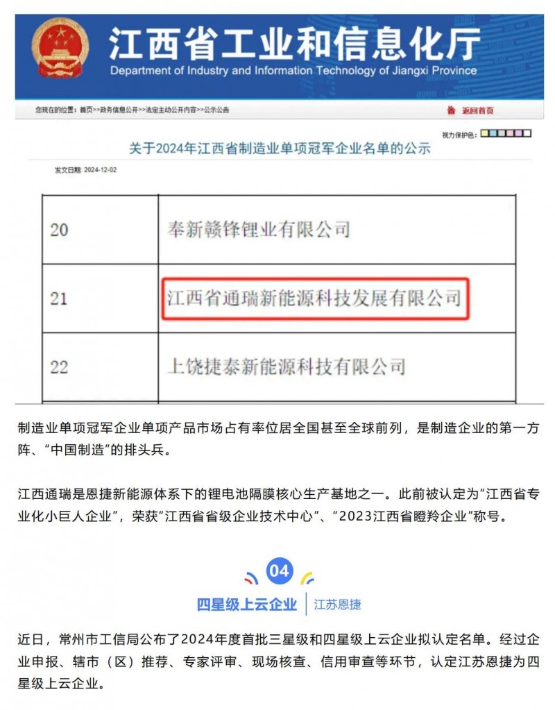 【會員動態(tài)】卓越伙伴、高新認定、單項冠軍、四星上云！恩捷股份旗下基地又一撥捷報_02